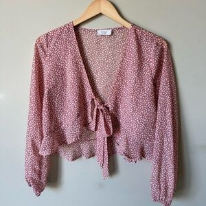 Sage  The Label Tie Front Crop Top Blouse Size Small
